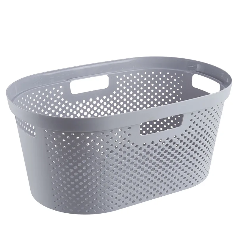 

big capacity Fast Delivery 40L Baskets Organization Dirty Clothes Plastic Storage Basket Without lid, White grey