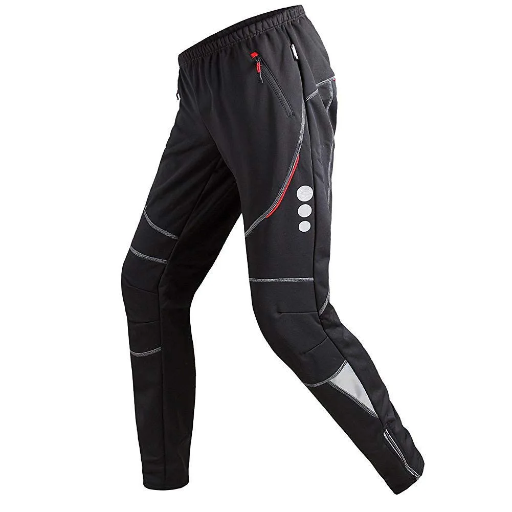 

Winter Cycling Pants for Men Thermal Bike Pants Winter Windproof Pants Warm for Cycling Running Hiking, As picture