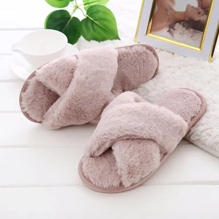 HelloWorld Women Home Slippers Winter Warm Shoes Woman Slip On Flats Slides Female Faux Fur Slippers 36-41 Wholesale M0029