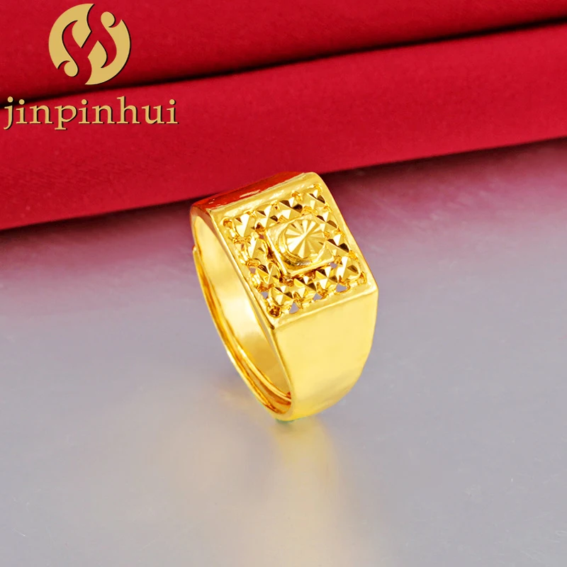 

Jinpinhui jewelry men's wedding ring with matte flowers and copper-plated gold openings