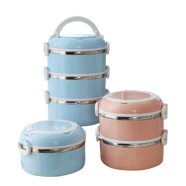 

high quality multi color 4 layers stackable tiffin stainless steel lunch box insulated with silicone seal lid