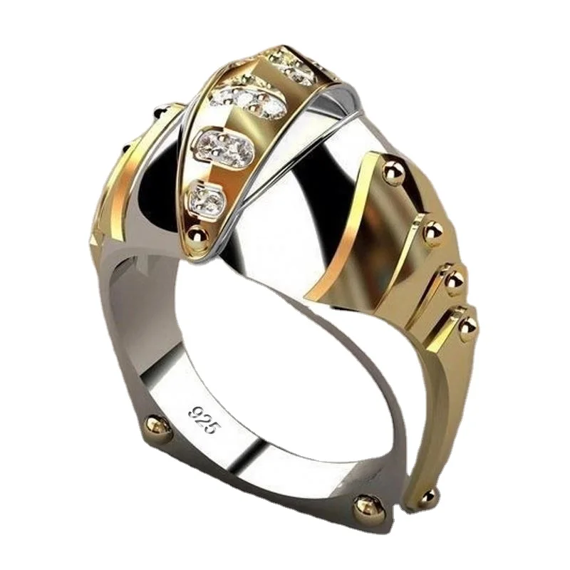 

China jewelry unique gold fish mouth design men rings gold silver & gold bague homme