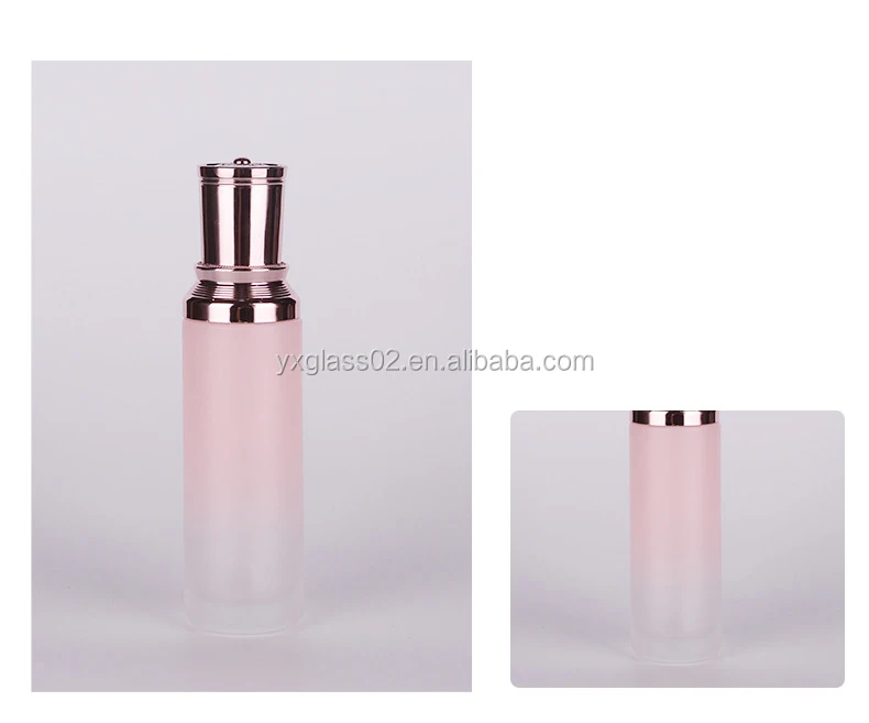 Luxury Cosmetic glass bottle set -- skincare container manufacturer-- new style design with pump&spray&gold cap-customization details