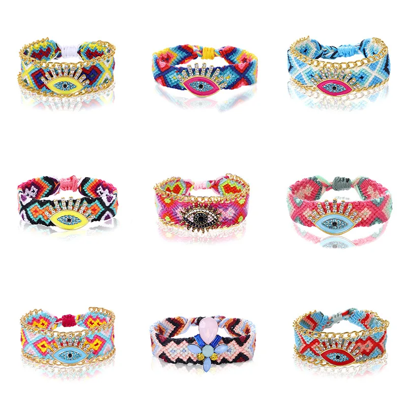 

Fashion Creative Bohemian Ethnic Style Hand Woven Bracelet Autumn Cloth Eye Pendant Bracelet Ankletet, Picture shows