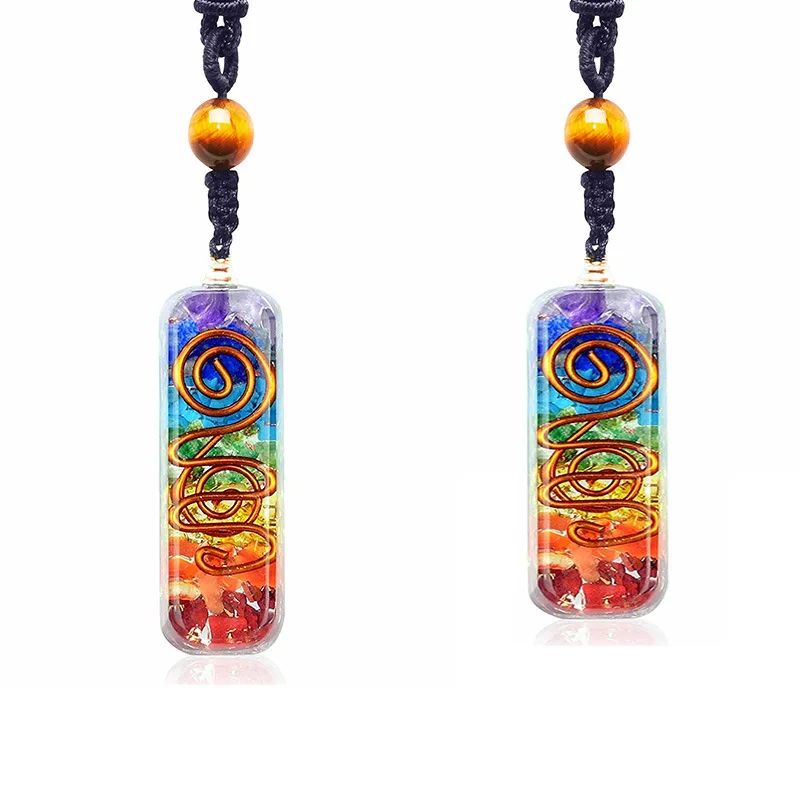 

7 Chakra Stones Healing Pendant Necklace with Adjustable Cord for E-Energy Protection and Spiritual Healing