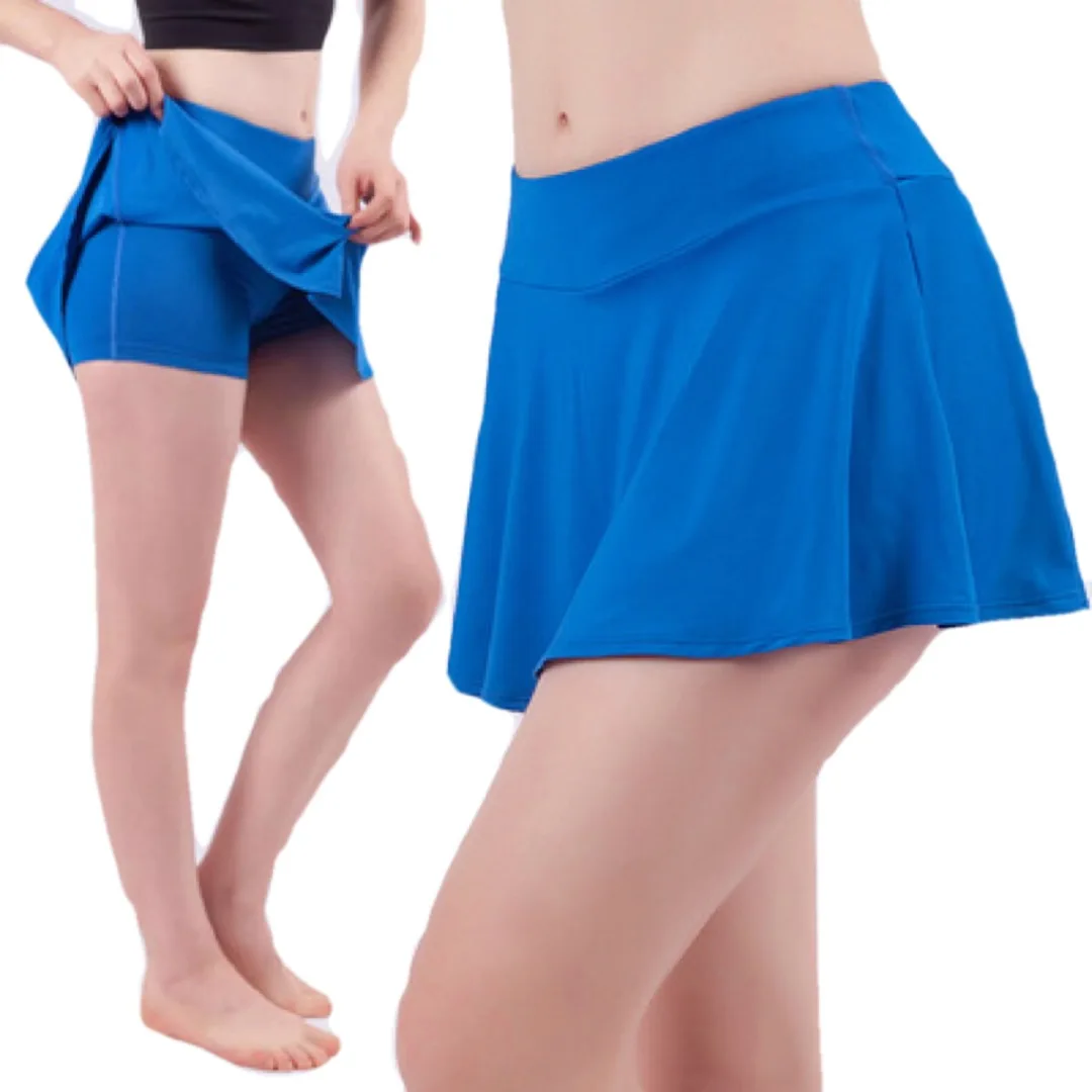 

High waist anti-travel light speed dry sports shorts pleated women set tennis skirt, White,blue,black,rose red