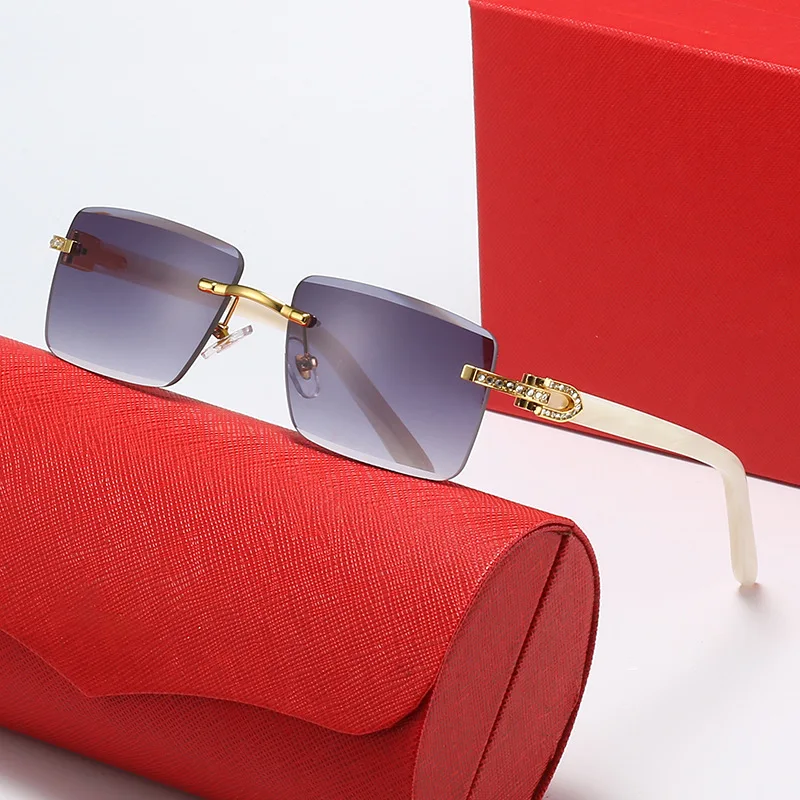 Newly arrived luxury fashion retro small square frameless sunglass famous brand designer Women Men sunglasses 2023