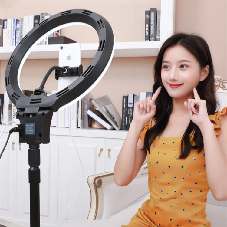 

HQ-12N Portable  desktop table top dimmable cell phone ring light holder