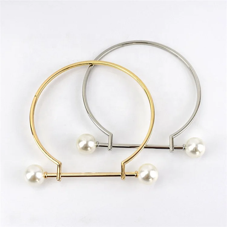 

Meetee BF272 O D Ring Alloy Handles Pearl Decor Circle for Handbag Handmade Bag Accessories, 2 colors