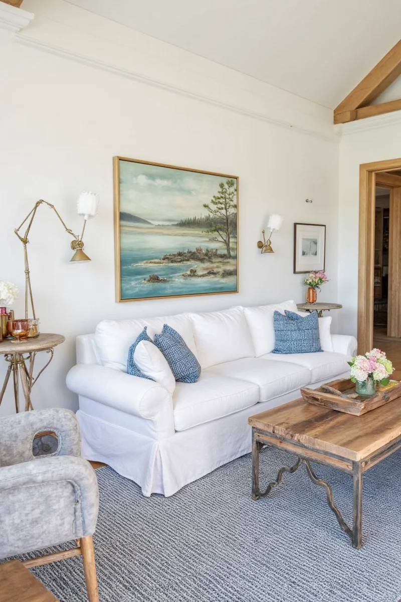Kid-friendly art zone in a lake house