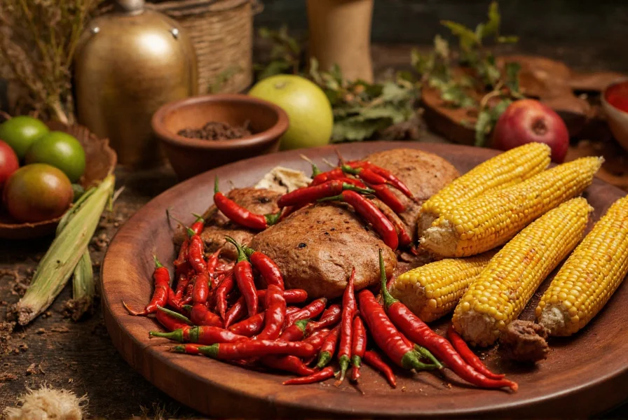 Ancient Mesoamerican cooking with chili peppers and corn