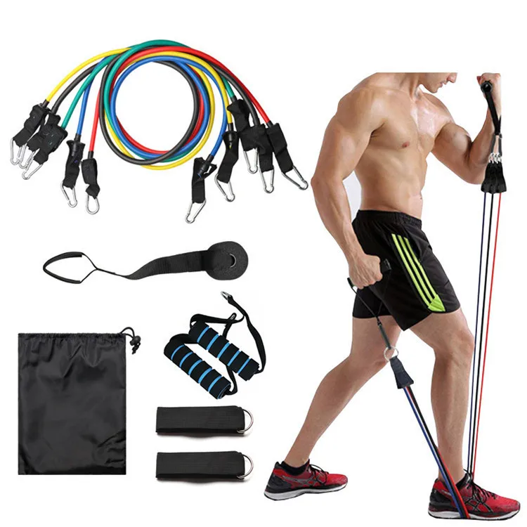 

Gym Elastic Tube 11 Pcs Resistance Bands Set, Red,black,yellow,blue,green