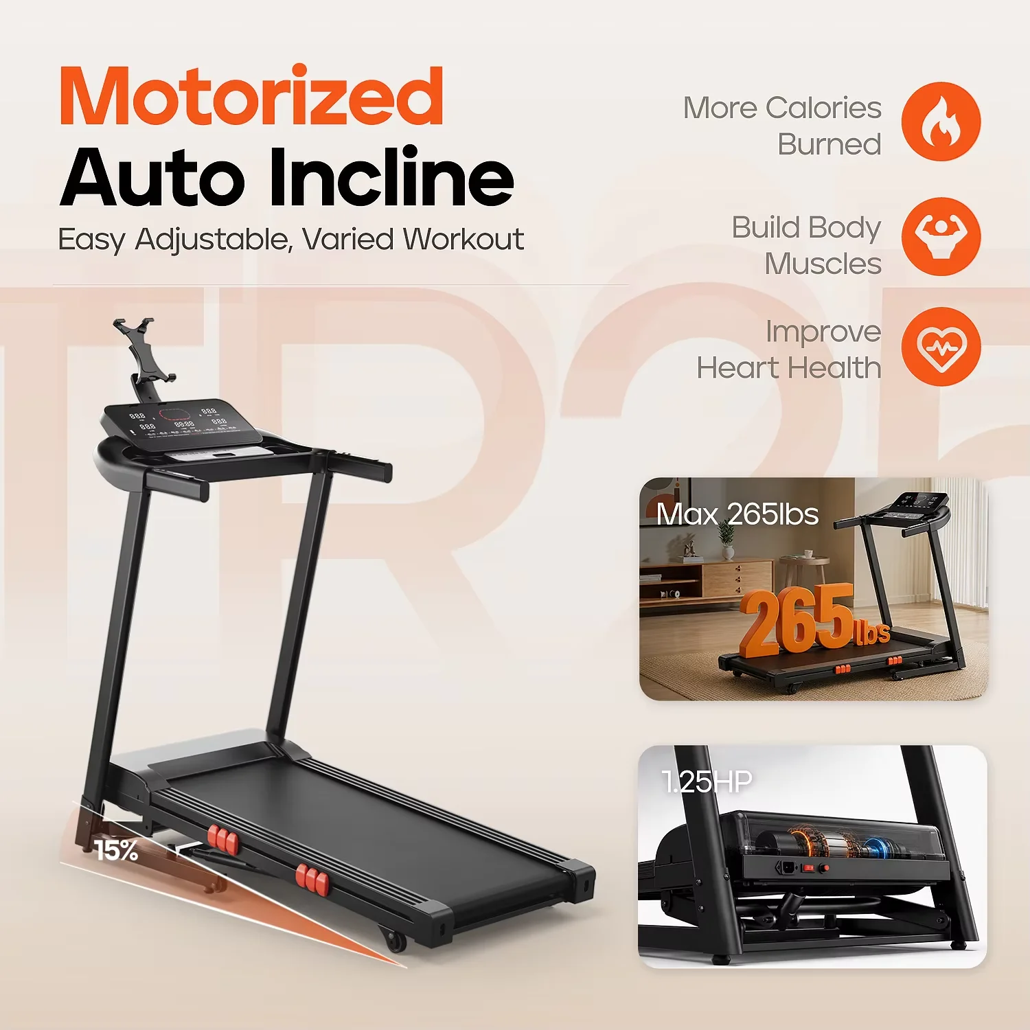 Electric 1.25HP DC Brushless Motor Folding Portable Treadmill Manual Incline 1-14km/h Speed Max 120kg Capacity for APP Control