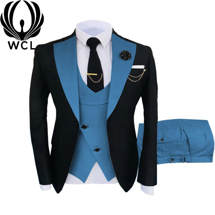 

Italian Tailored Custom Tailored Single Breasted Groom Formal Slim Fit 3 Piece Designs Male Blazer Wedding Men's Suits