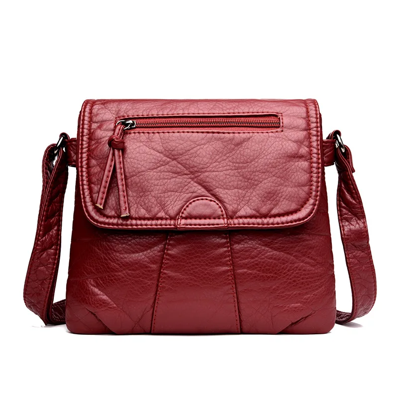 

Black Small Messenger Women Bag Soft Washed PU Leather Crossbody Female Handbag Purses lady bag, 4 different color for choice