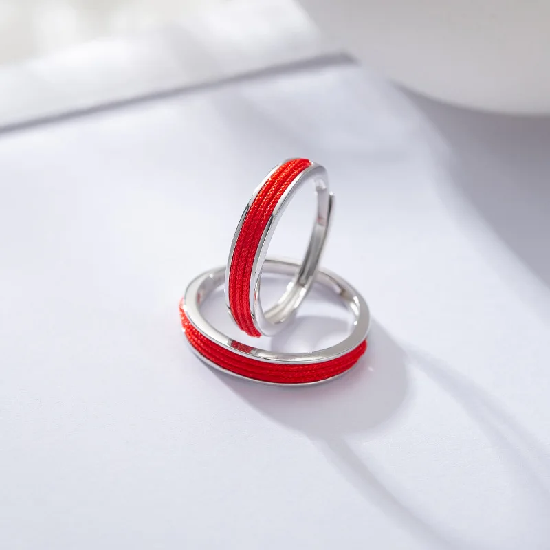 

2021 Sailing Jewelry Rope Couple Ring Red Rope Couple Ring S925 Sterling Silver Red Rope Ring