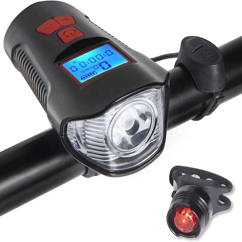 

Hot Sell USB Rechargeable Mountain Road Bike Tail Light and Front Light Set Cycle Headlight With Bicycle Speedometer Odometer