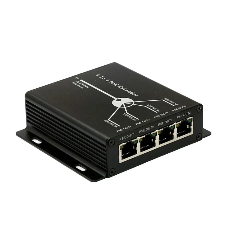 

New 4 Port IEEE802.3af PoE Extender for IP camera Extend 120m transmission distance with 10/100M LAN ports network switchs