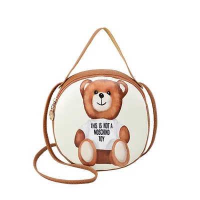 

Cute Printed Small Round Bag Student Shoulder Messenger Bag College Style Bear Handbag