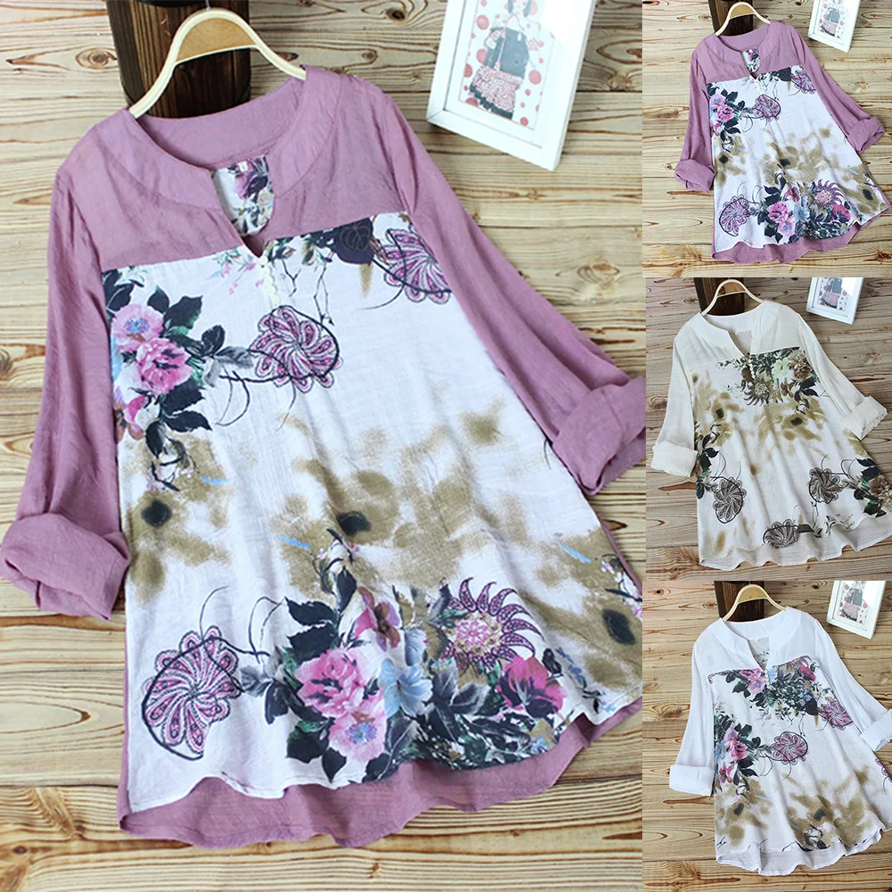 

Chinese style Spring Summer T Shirt Women Plus Size 5XL Khaki White Purple Colors Women Tee Pregnant Floral Blouses Casual t