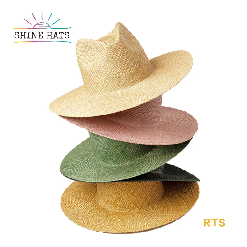 

Wide Brim Fedora Panama Colorful Straw Hat 2020 Trendy Summer Sun Sombreros Wide Brim Lady Women Beach Hats Oversize Adults 57cm