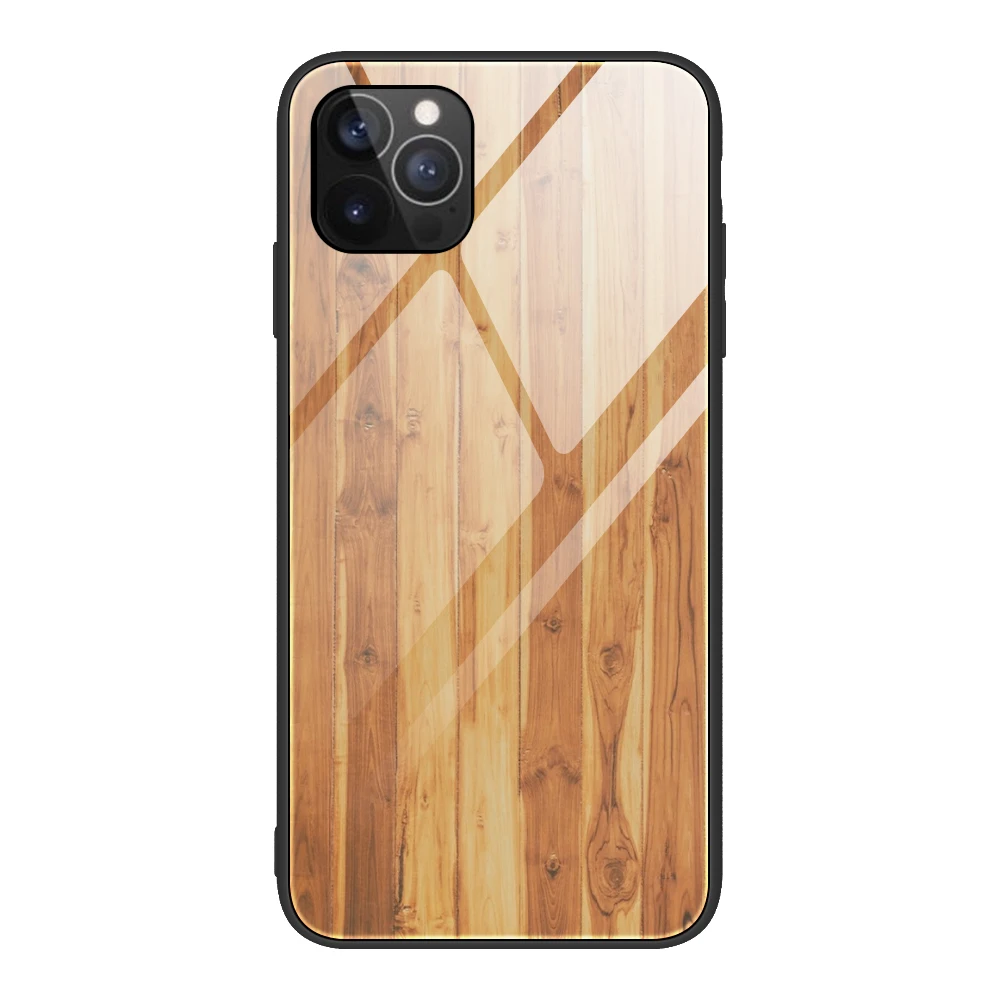 

Yapears Protective Case For iPhone 12 Pro Max Wood Grain Design TPU & Stalinite Mobile Phone Cover, 6 colors