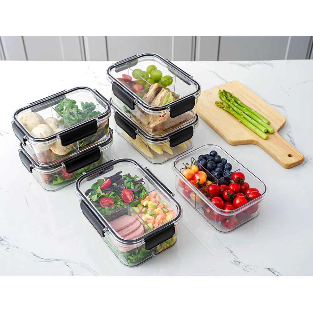 

Take Away Container Microwave Plastic Food Box Refrigerator Compartments Bento Box Lunch, Clear