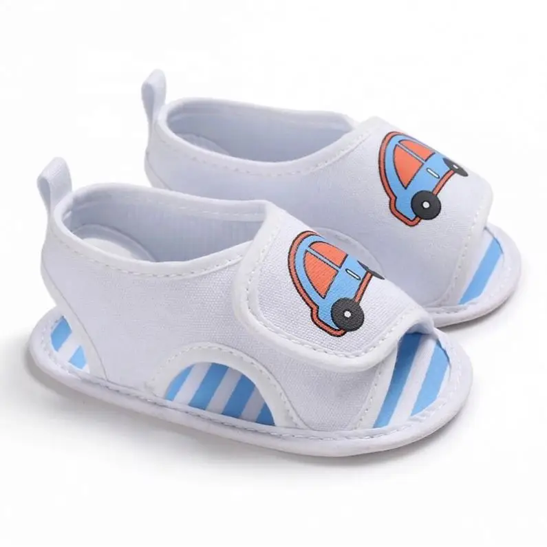 

White Open Toe Infant Cotton Kids Cute Car Baby Barefoot Boy Summer Sandals