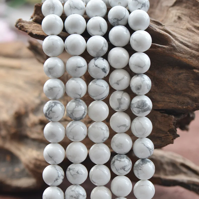 散装批发天然白色绿松石 howlite chakra 宝石珠手镯制作