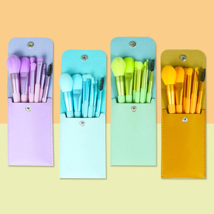 

8 Pcs wooden handle Mini Cosmetic Makeup Brush Set Private Label Travel Make up Brush Set For ladies make up tool With Bag, Customized color