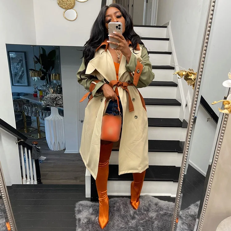 High Quality New Women Clothing Ladies Outfits Fall Winter Long Jackets Long Coats Contrast Color Fashion Trench Coat 2021, Khaki
High Quality New Women Clothing Ladies Outfits Fall Winter Long Jackets Long Coats Contrast Color Fashion Trench Coat 2021, Khaki