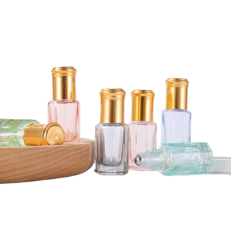 

3ml 6ml luxury perfume steel ball bottle roll on octangle glass bottles