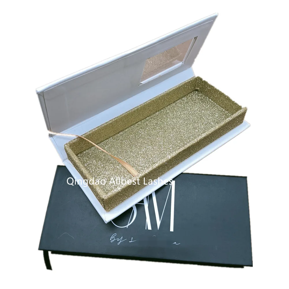 

wholesale custom logo empty eyelash packaging box white and black lash boxes