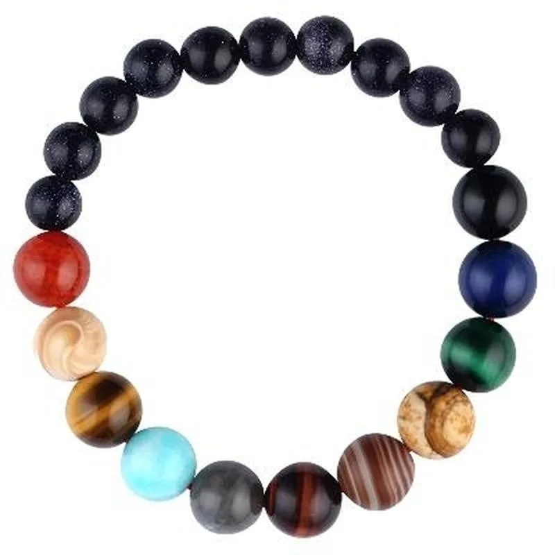 

New 2020 Eight Planets Bead Natural Stone Bracelet Universe Space Yoga Solar Chakra Bracelets For Men Jewelry Wholesale, Color