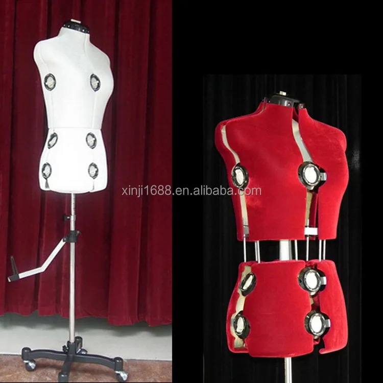 

XINJI Professional Manufacturer Adjustable Dressmakers Dummy Sewing Dress Form Tailoring Half body Mannequin With Wheel Base, As picture(any colors are available)