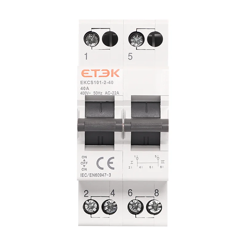 

ETEK Din Rail 1P 230V 2P 4P 400V Maximum current 40A Dual Power Manual Transfer Changeover Switch Interlock Circuit Breaker