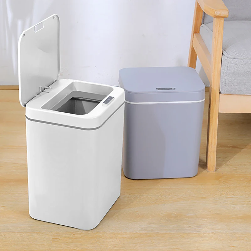 

12/14L Wholesale Touch-Free ABS kitchen automatic garbage rubbish waste bin Battery models smart sensor trash can, White
