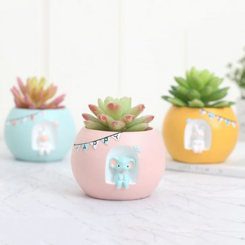 

For Indoor Balcony Garden Cartoon Resin Fleshy Flower Pot Cute Animal Potted Ornaments Without Plants