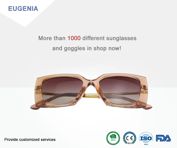 EUGENIA PC Lens UV400 Fashion Square Custom Logo Women Sunglasses