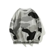 

Hot Sale High Quality Oversize Fashion Mens Camo Sweater Knit Oversized Sweater Couple Sweater