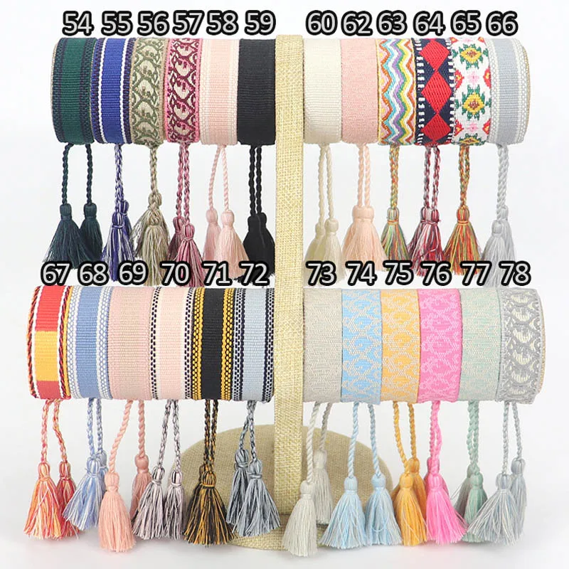 

Hot Sale Stock Friendship Bracelet Handmade Woven Bracelet Gift Rope with Tassel Adjustable Braided Wristband 50pcs Wholesale, 78 colors, as per picture
