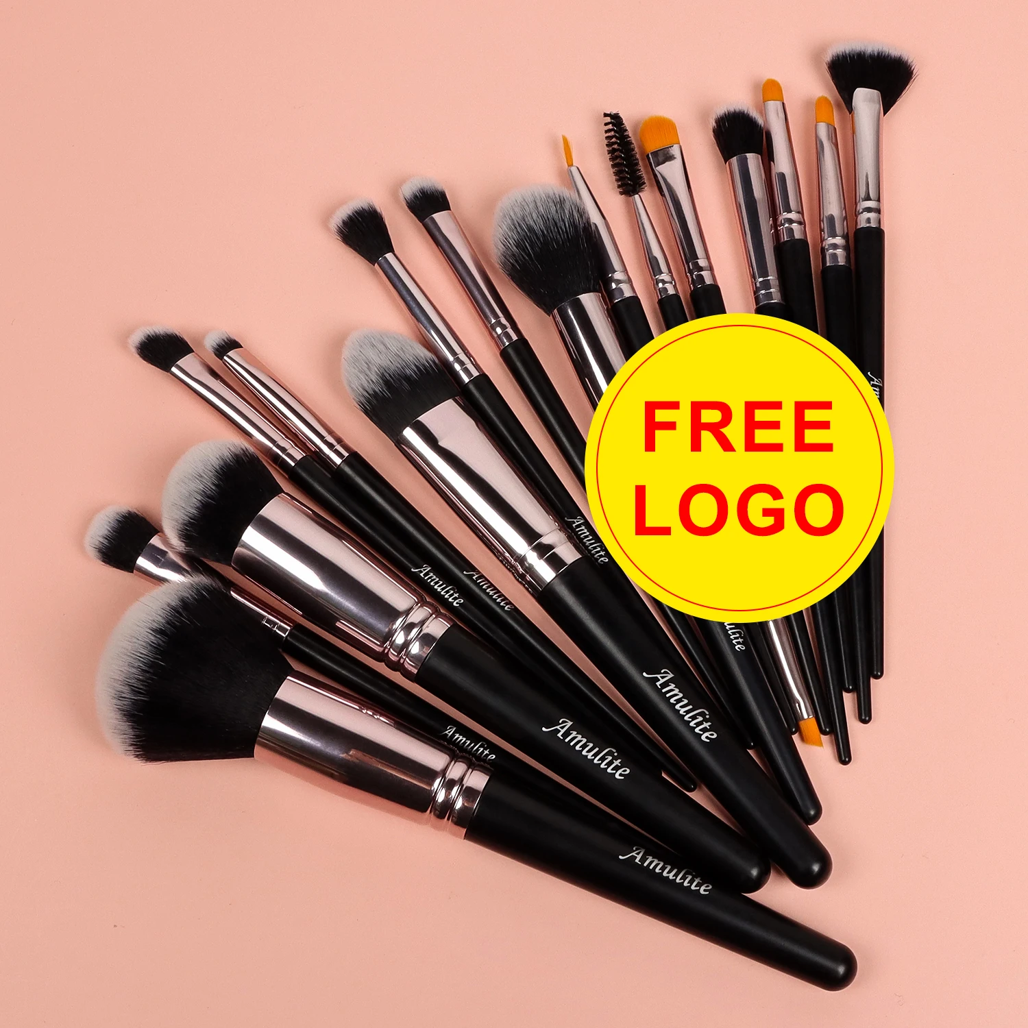 

Amulite hot amazon high quality 16pcs private label professional custom logo foundation luxury pastel makeup brush set