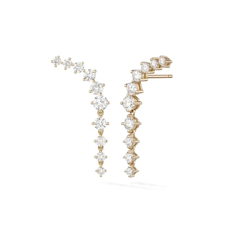 

LOZRUNVE 925 Sterling Silver 18k Gold Elegant Party Diamond Drop Party Wedding Long Earring