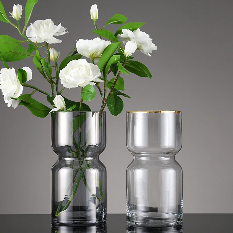 Wholesale Nordic Luxury Glass Vase Europe Craft Hand Painted Real Gold Elegant Glass & Crystal Vase