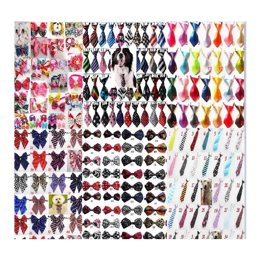 

120pcs 120Pclot Colorful Pet Dog Puppy Tie Bow Ties Cat Neckties Dog Grooming Supplies For Small Middle Large 6 Model Y1025