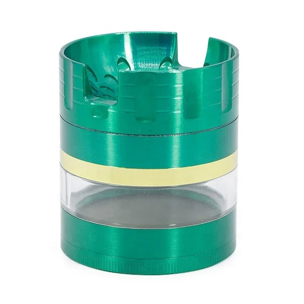 

Sound Shape Concave Design Tobacco Grinder with Holes 7 Colors Transparent Side Diameter  4 Part Dry Herb Grinder, Picture