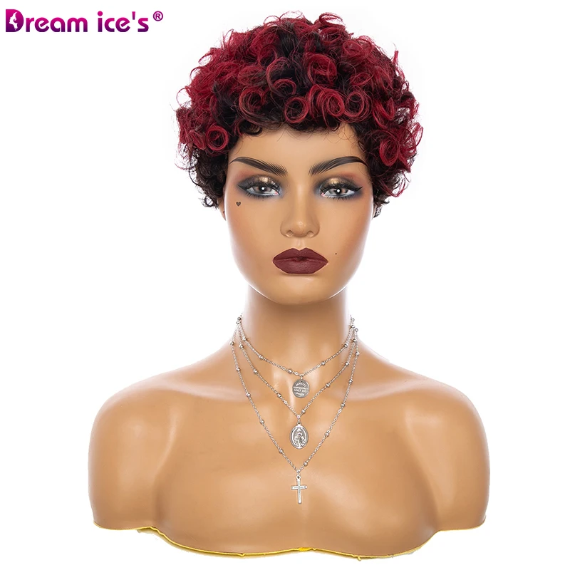 

Dream.Ice's Hair Wholesale Human Hair Wig Brazilian Afro Kinky Curly Wigs For Black Women Non Lace Front Human Hair Wigs, #1,#1b,#1b/burg,#1b/30