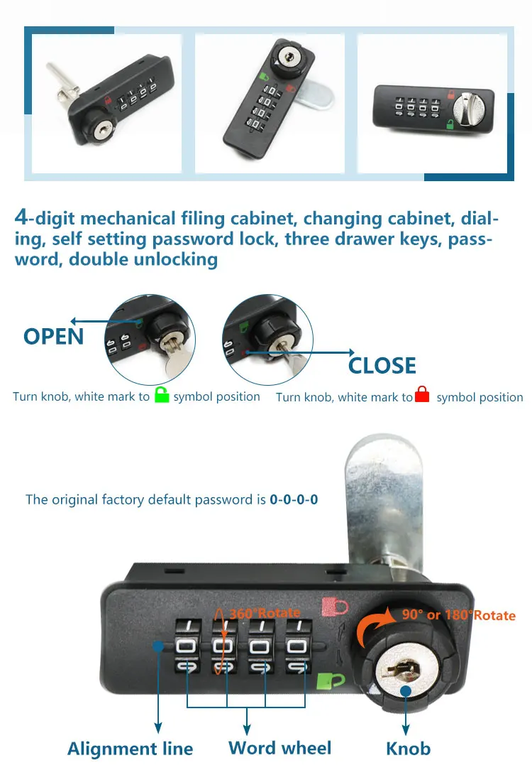 Cerradura De Puerta De Combinación Digital De Llave Maestra Mecánica De