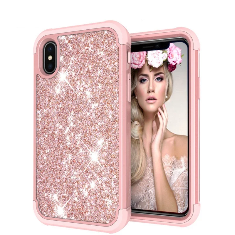 

360 Protection Armor 3 in 1 Rugged Shockproof Shinning Glitter Phone Case Wholesale for iPhone 12, Colors optional