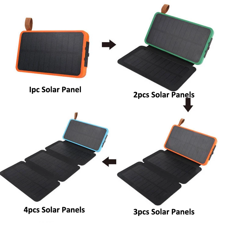 OEM 10000 mah Waterproof Charging Foldable Solar Panel Power Bank With LED - ANKUX.COM